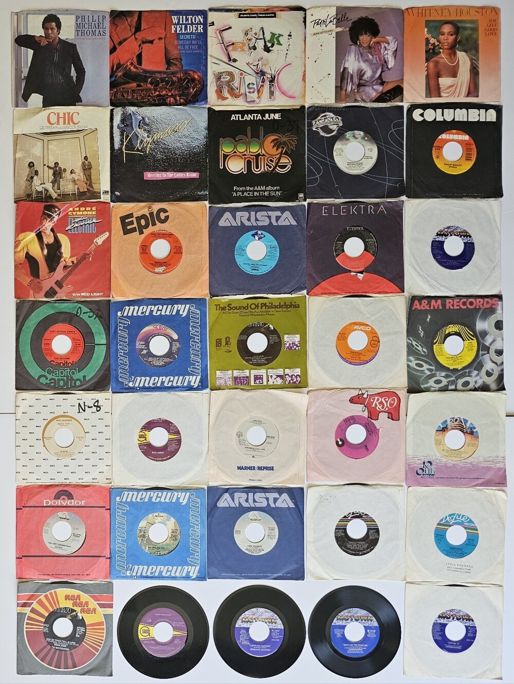 Vintage 45 Vinyl lot 70's/80's R&B Soul (Whitney, Commodores, Kool & Gang) 35 NM